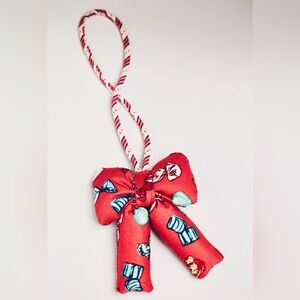 Vera Bradley Plush Bow Shaped Bag Charm Diamond Patchwork Somethin Sweet Red